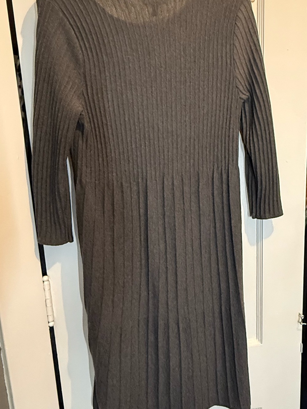Eileen Fisher Ribbed Knit Midi Dress in Charcoal